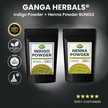 Ganga Herbals Indigo Powder + Henna Powder BUNDLE